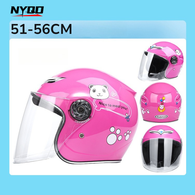 Kids Electric Scooter - หมวกกันน็อคสำหรับเด็ก แบบครึ่งหน้า เหมาะสำหรับรถมอเตอร์ไซค์และสกู๊ตเตอร์ หมวกกันน็อคเพื่อความปลอดภัยสำหรับเด็กที่ใช้จักรยานไฟฟ้า พร้อมแว่นบังลมใส เหมาะสำหรับเด็กชายและเด็กหญิง