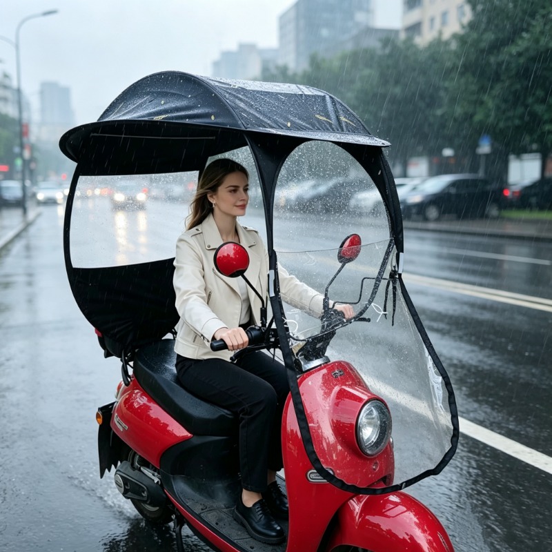Electric Scooter Rain Cover - กันลม กันน้ำ ที่บังแดดจักรยานไฟฟ้า ใช้ได้กับทุกรุ่น สำหรับสกู๊ตเตอร์ไฟฟ้า มอเตอร์ไซค์